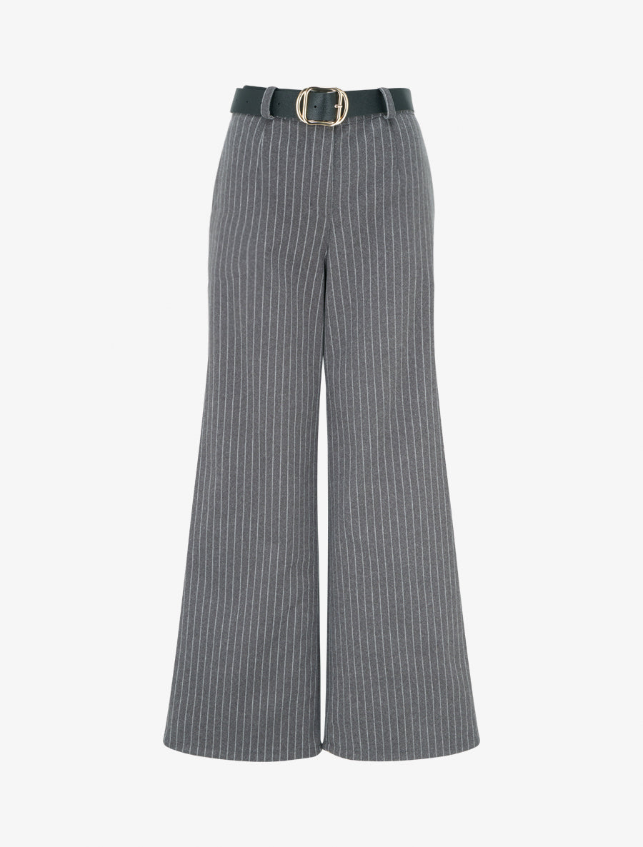 Pantalon épais imprimé à rayures - Gris - 1