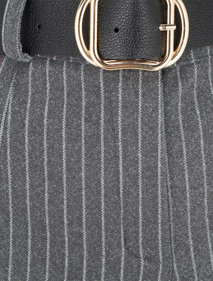 Pantalon épais imprimé à rayures - Gris - 3