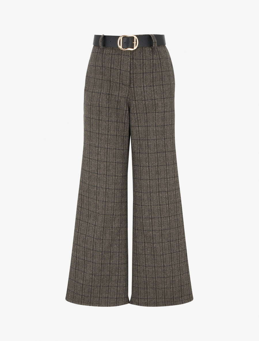 Pantalon épais imprimé tartan - Noir - 1