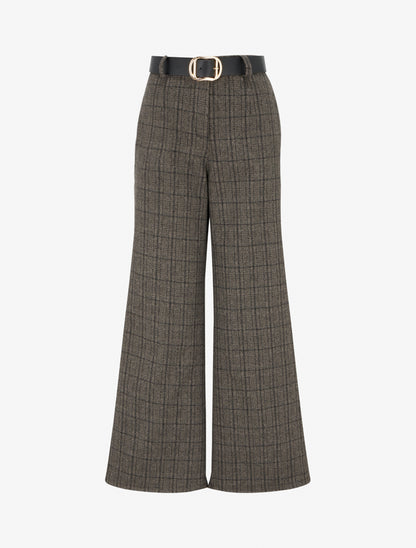 Pantalon épais imprimé tartan - Noir - 1