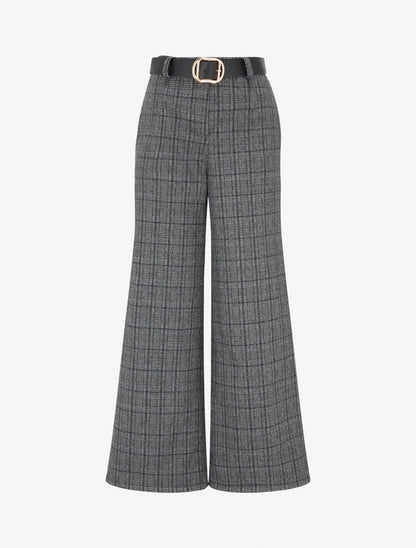 Pantalon épais imprimé tartan - Gris - 1