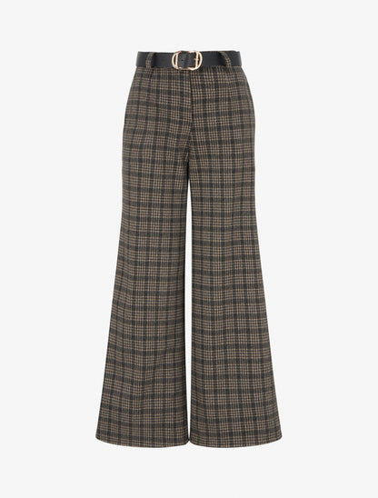 Pantalon épais imprimé carreaux - Taupe - 1