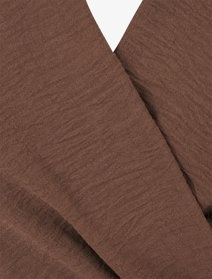 Blouse portefeuille col cache-cœur fluide - Marron