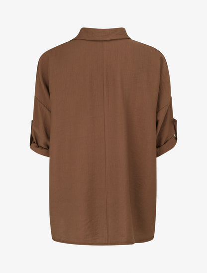 Blouse ample à broches métalliques - Marron - 2