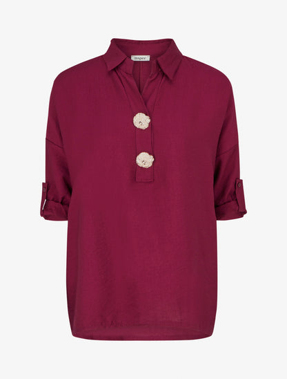 Blouse ample à broches métalliques - Lie de vin - 1