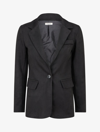 Blazer boutonné en suédine - Noir - 1