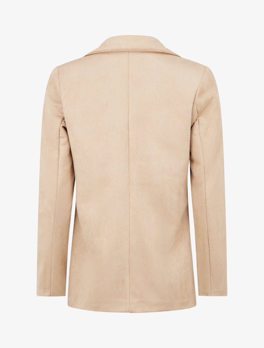 Blazer boutonné en suédine - Camel - 2
