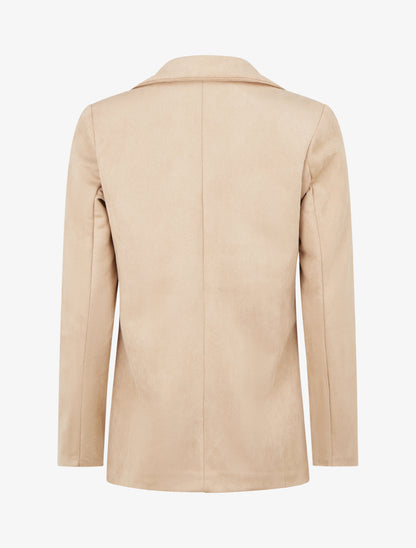 Blazer boutonné en suédine - Camel - 2