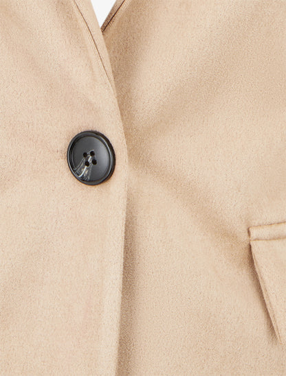 Blazer boutonné en suédine - Camel - 3