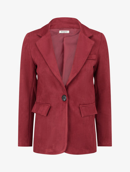Blazer boutonné en suédine - Bordeaux - 1