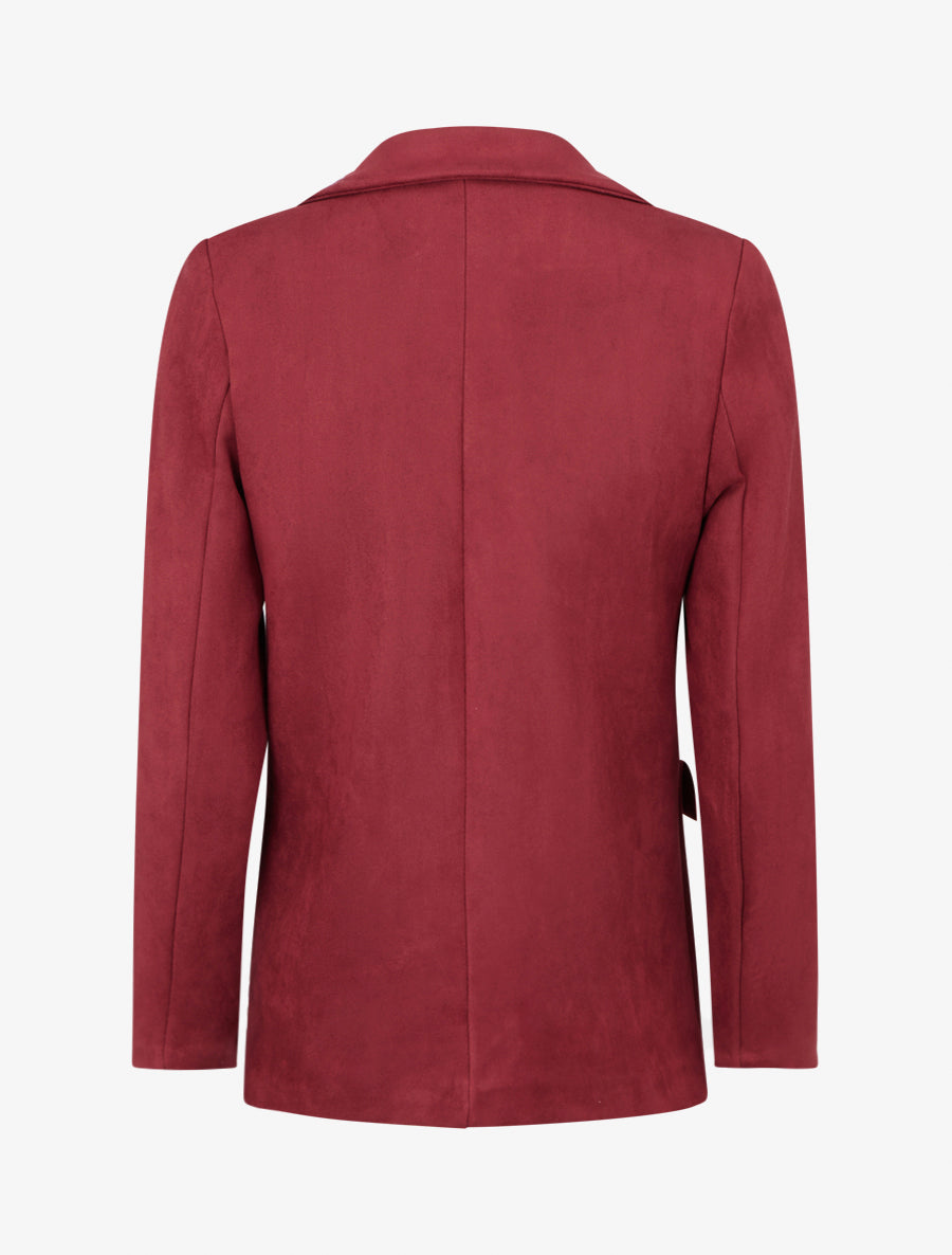 Blazer boutonné en suédine - Bordeaux - 2
