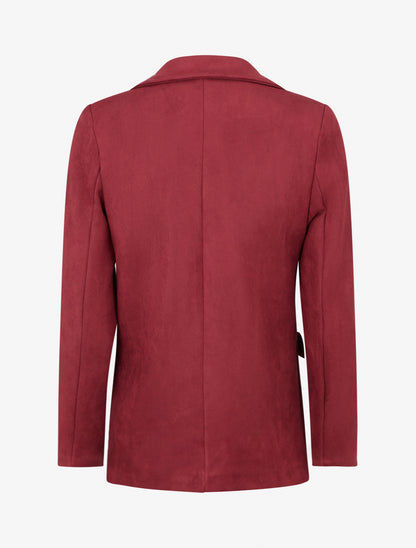 Blazer boutonné en suédine - Bordeaux - 2