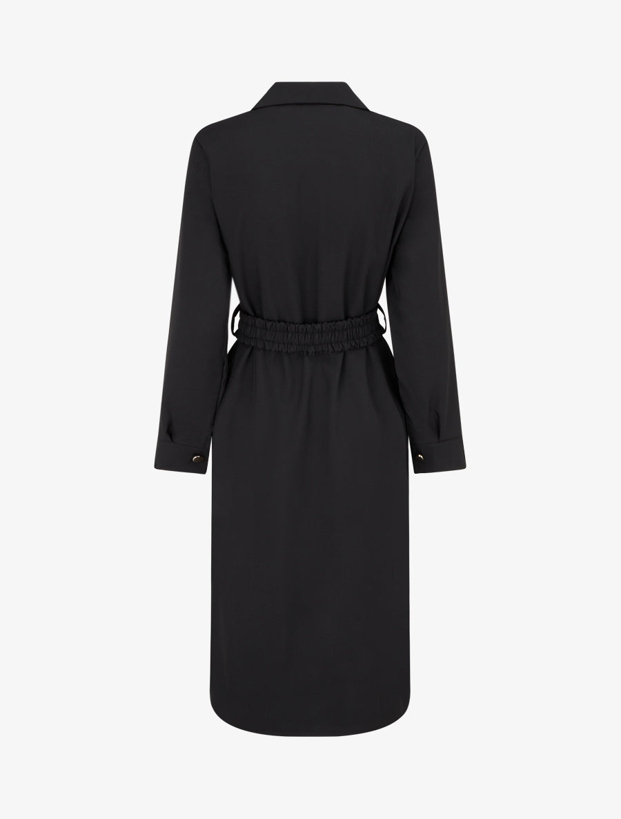 Robe chemise longue à poches décoratives - Noir - 2