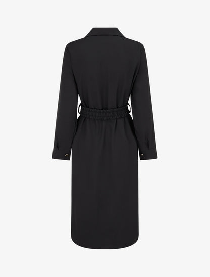 Robe chemise longue à poches décoratives - Noir - 2