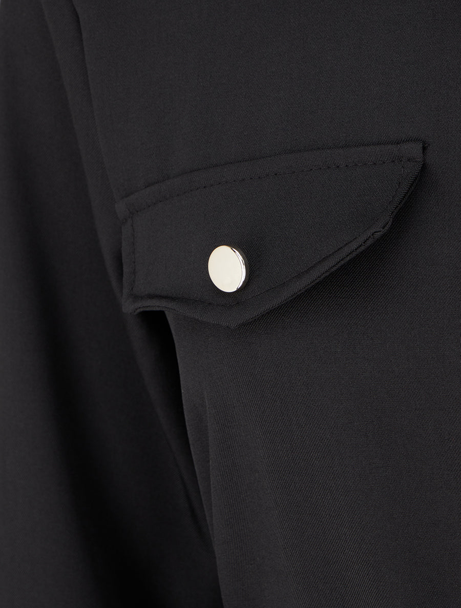 Robe chemise longue à poches décoratives - Noir - 3