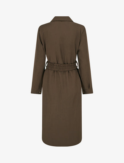 Robe chemise longue à poches décoratives - Marron - 2