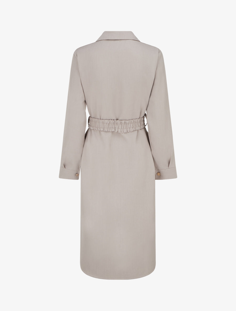 Robe chemise longue à poches décoratives - Gris clair - 2