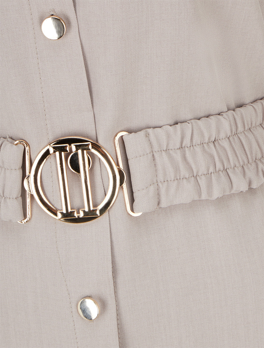 Robe chemise longue à poches décoratives - Gris clair - 3