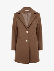 Manteau droit boutonné - Marron - 1