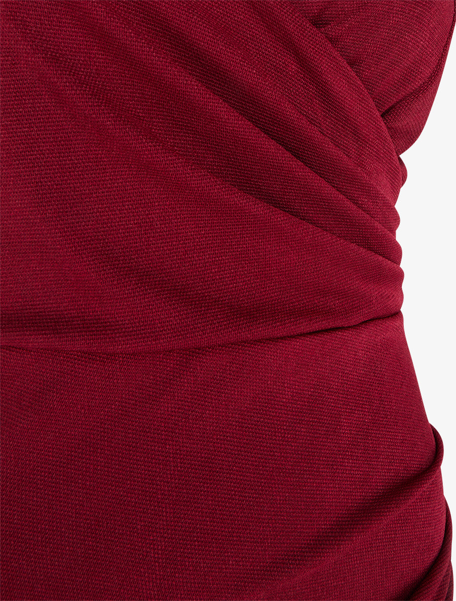 Robe longue ajustée à fente et bretelles - Bordeaux - 3