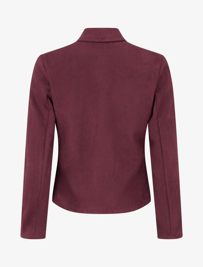 Veste suédine col droit zippée - Prune