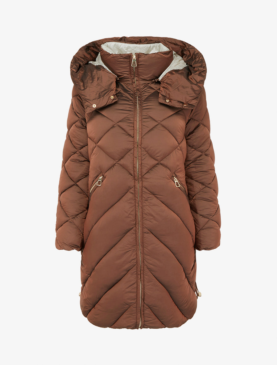 Doudoune matelassée à capuche - Rouille - 1