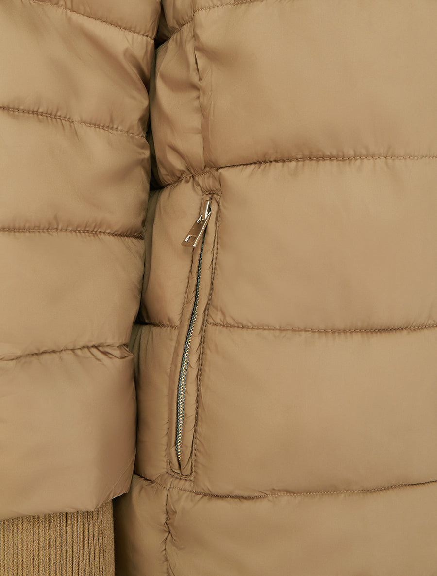 Doudoune courte à manches côtelés - Camel - 3