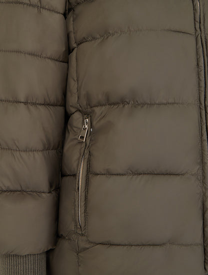Doudoune courte à manches côtelés - Kaki - 3