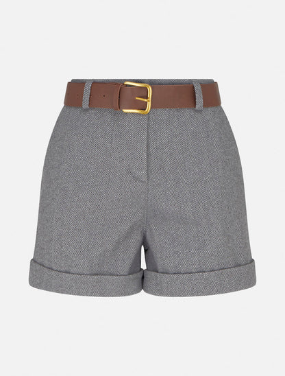 Short taille haute imprimé chevron - Gris
