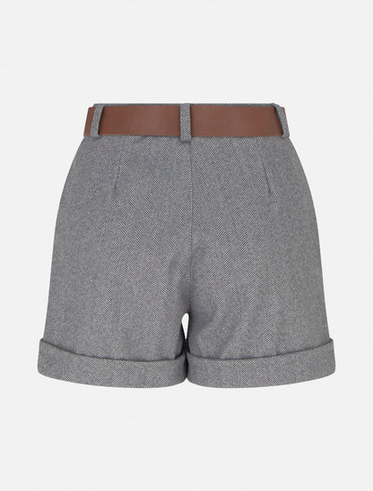 Short taille haute imprimé chevron - Gris