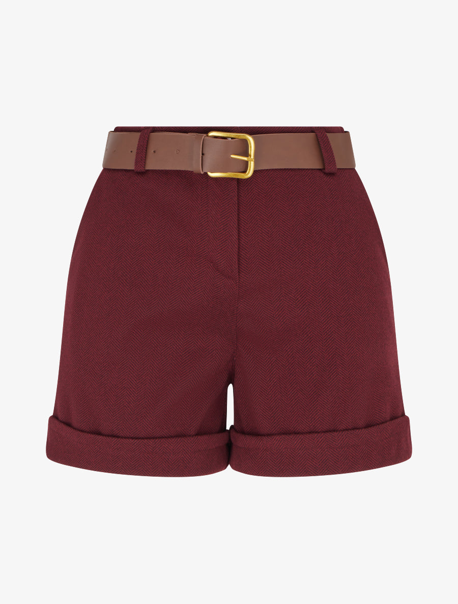 Short à revers imprimé chevron - Bordeaux - 1