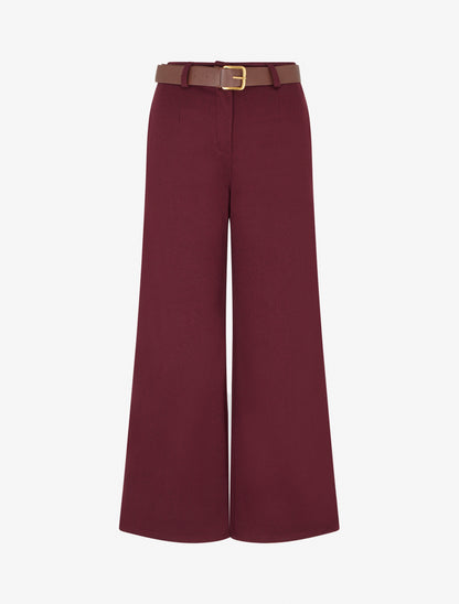 Pantalon chevron taille haute ceinture - Bordeaux
