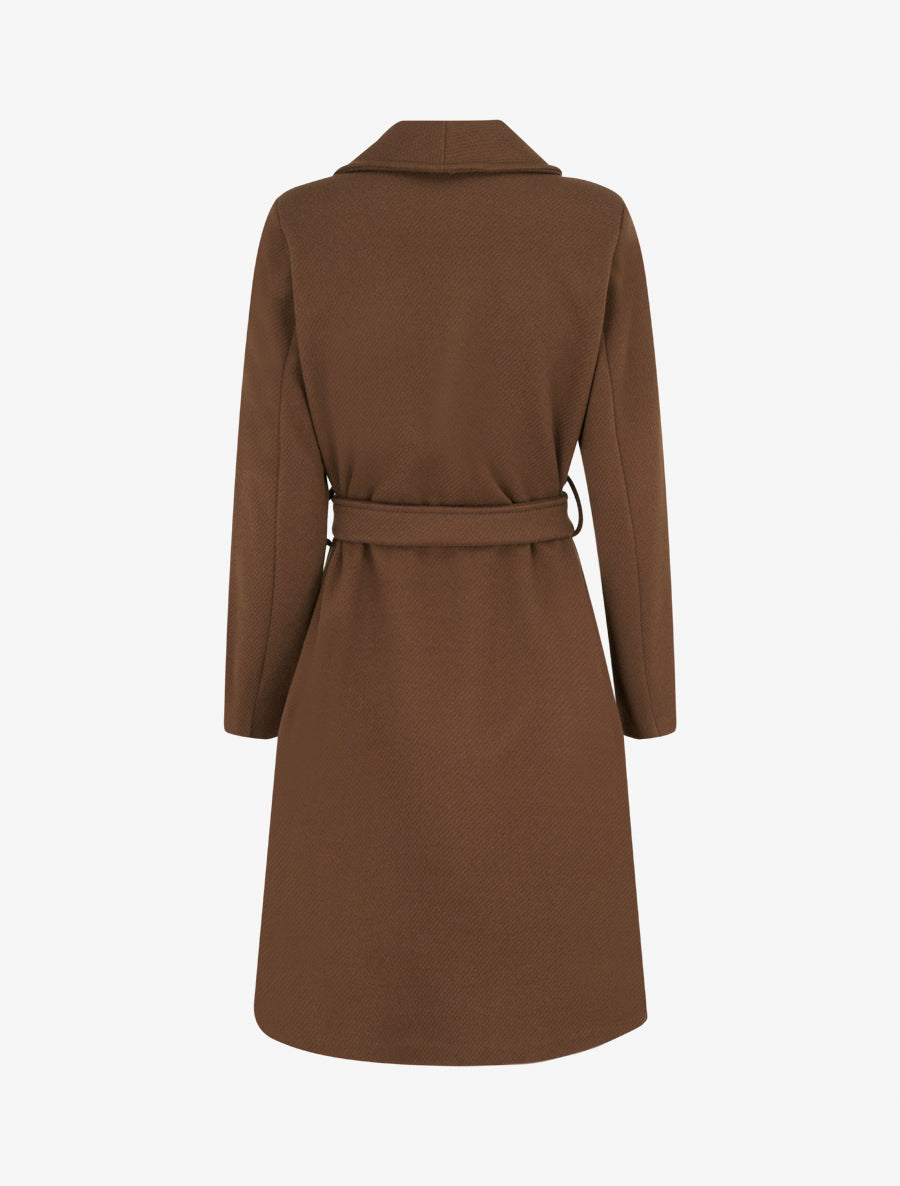 Manteau long ceinturé - Marron - 2