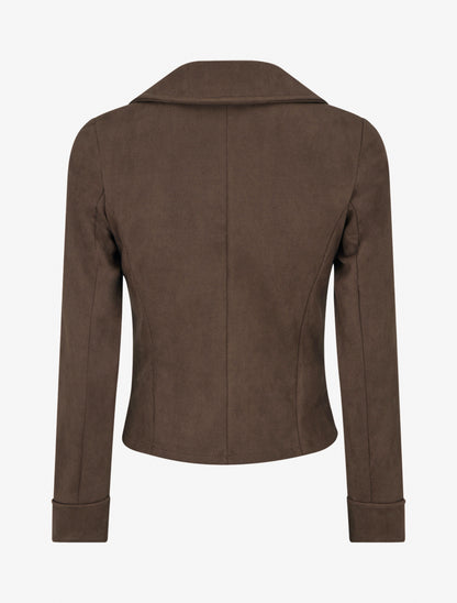 Veste suédine col cranté poches zippées - Marron