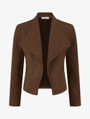 Veste suédine col rabat poches zippées - Marron