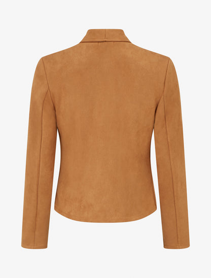 Veste suédine col rabat poches zippées - Camel