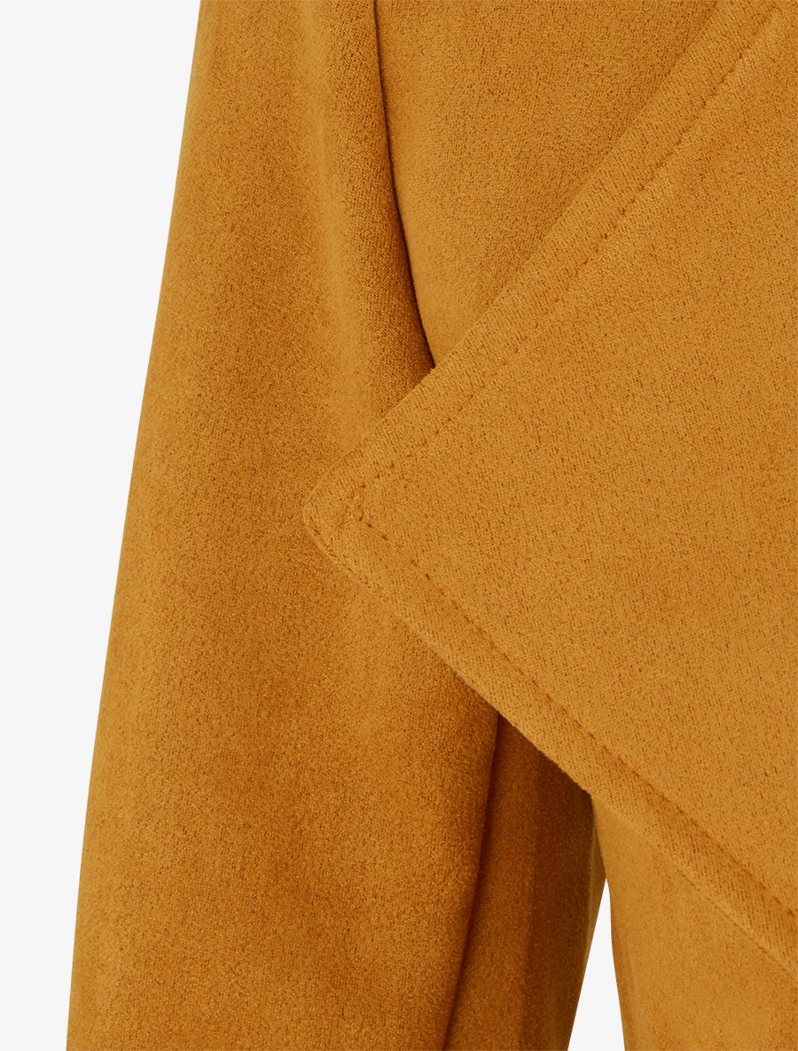 Veste suédine col rabat zippée - jaune moutarde