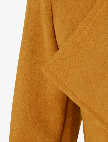 Veste suédine col rabat zippée - jaune moutarde