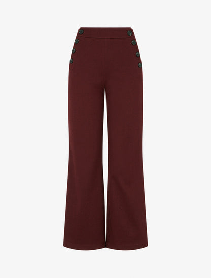 Pantalon à pont taille haute chevron - Bordeaux