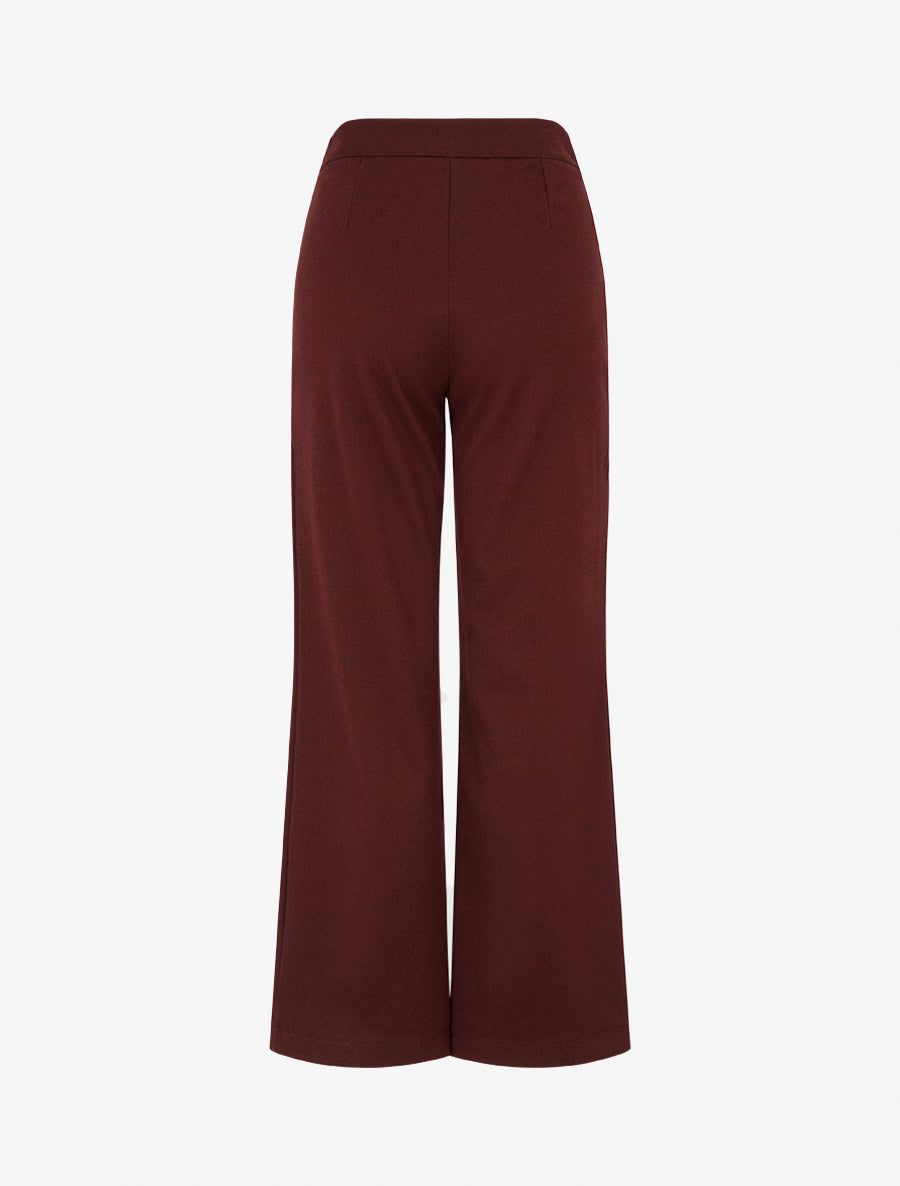 Pantalon à pont taille haute chevron - Bordeaux