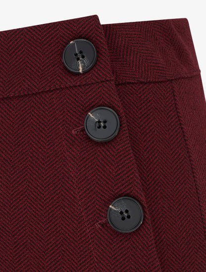 Pantalon à pont taille haute chevron - Bordeaux