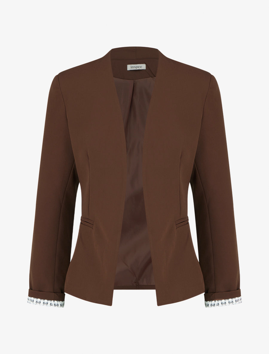 Veste droite épaulettes poignets graphiques - Marron