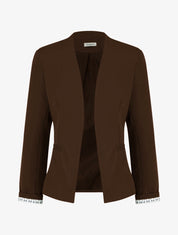 Veste droite col droit épaulettes - Marron