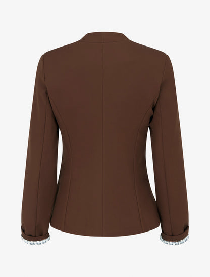 Veste droite épaulettes poignets graphiques - Marron