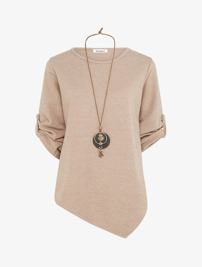 Pull droit à bords asymétriques - Taupe - 1