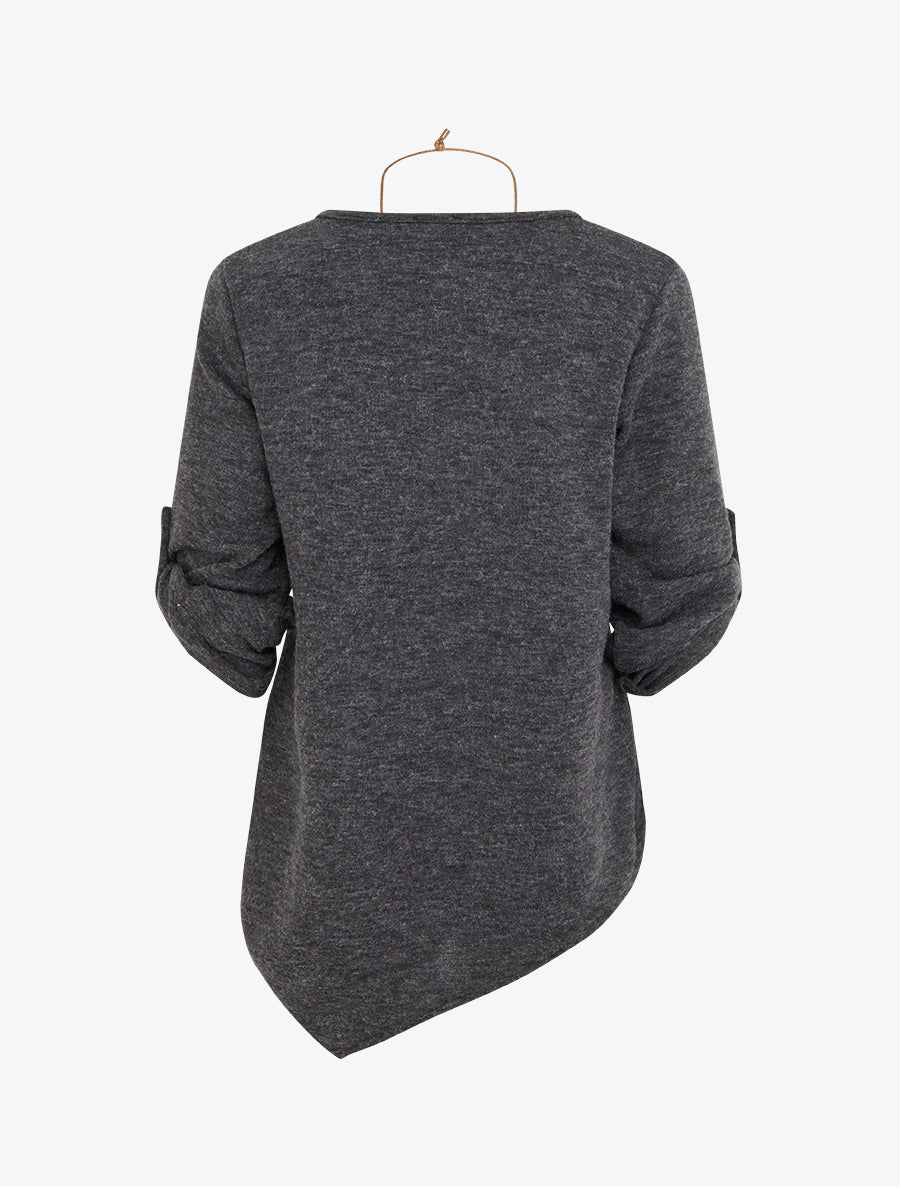 Pull droit à bords asymétriques - Gris foncé - 2