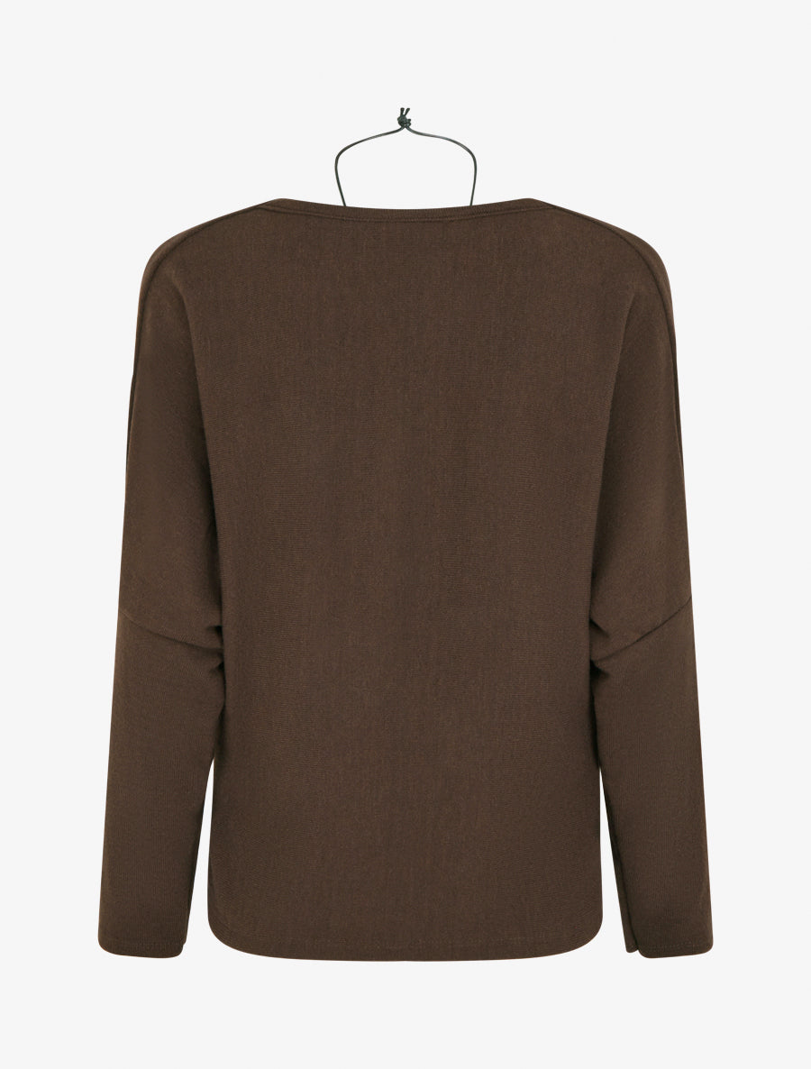 Pull fin manches chauve-souris - Marron