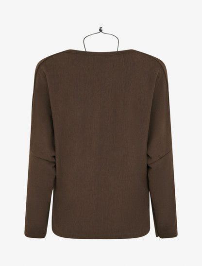 Pull fin manches chauve-souris - Marron