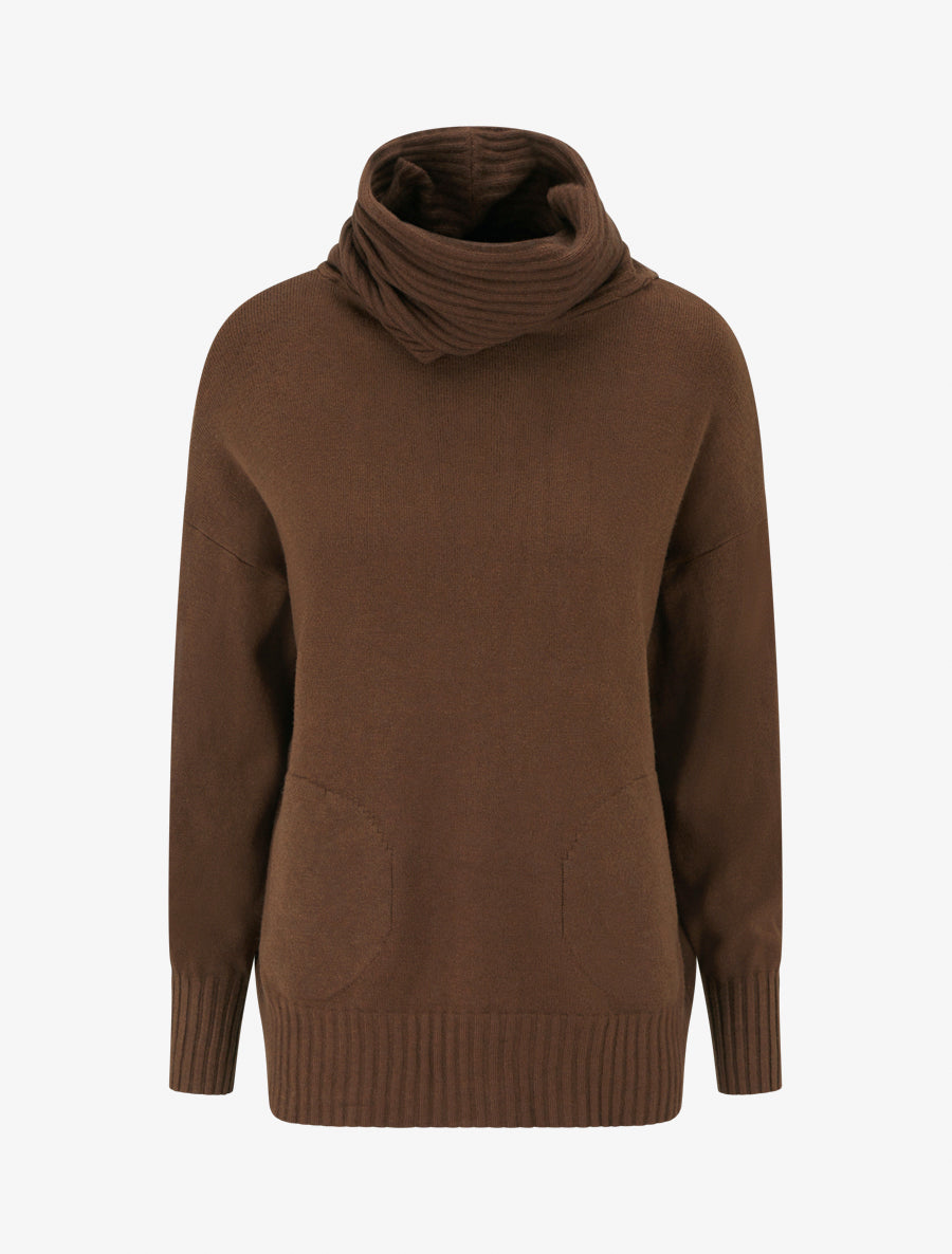 Pull droit à col roulé lâche - Marron - 1
