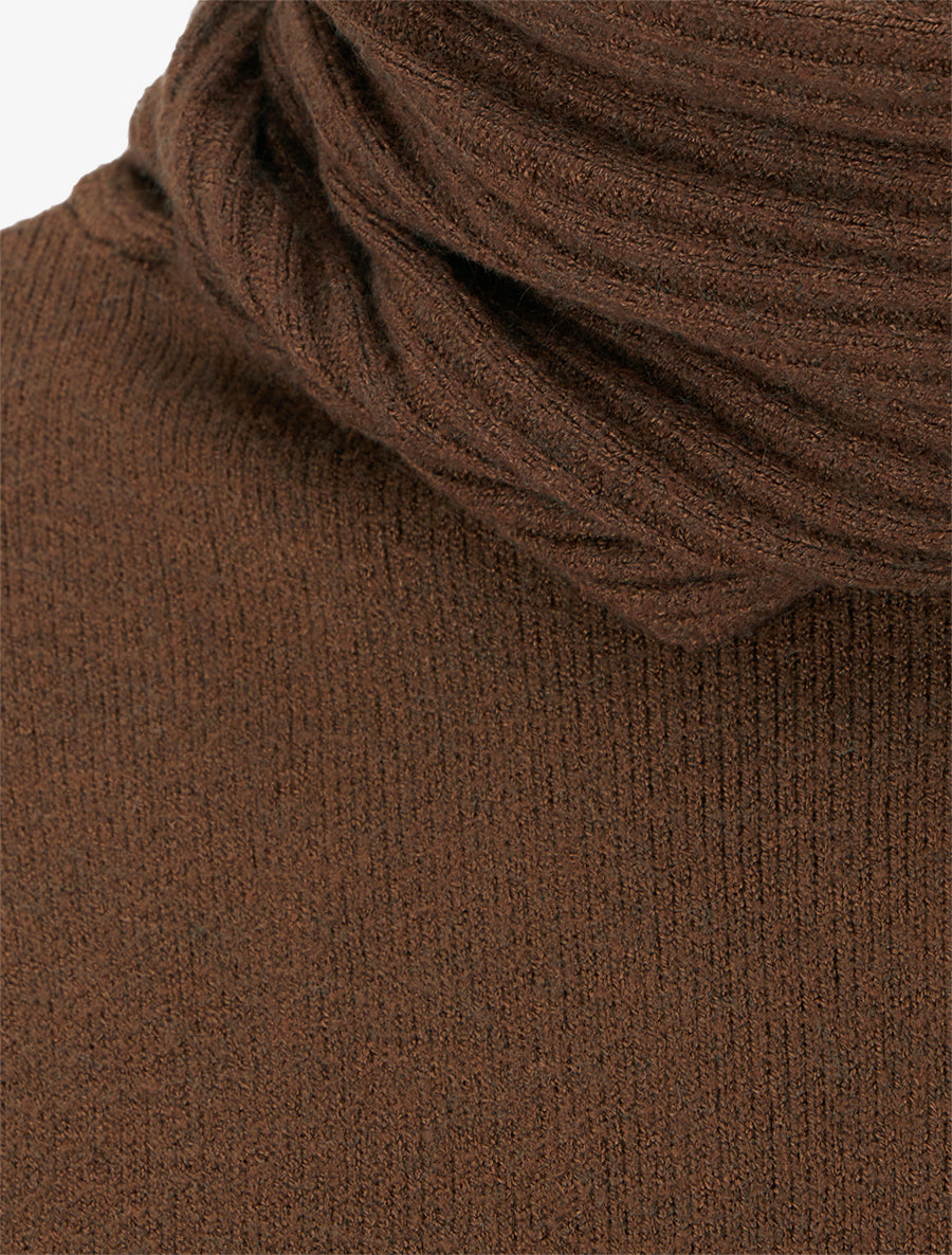 Pull droit à col roulé lâche - Marron - 3